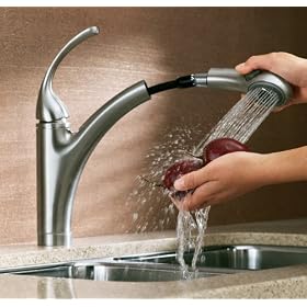 best prices KOHLER K-10433-CP Forte Single Control Pullout Kitchen Sink Faucet with Color-Matched Sprayhead and Lever Handle, Polished Chrome for sale