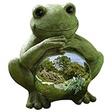 IMAGE OF Grasslands Road Lilypad Lane Happy Sitting Frog with Silver Glass Glazing Ball