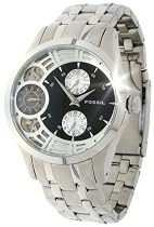 Fossil Mens Metal Multifunction Watch - Black/Silver Dial - Twist