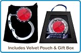 Red with 12 small Swarovski Crystal FOLDING Purse Hook, Pouch & Gift Box