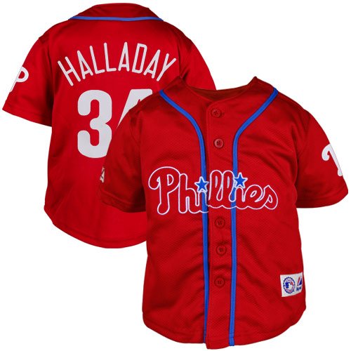 Majestic Roy Halladay Philadelphia Phillies Toddler Closehole Mesh Player Jersey - Red (3T)