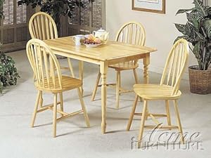 5-pc Farmhouse Design Dining Table Set In Natural Finish Acs 70008