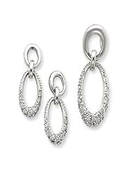 Sterling Silver CZ Oval Earrings & Pendant Set