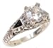 Sterling Art Deco Cubic Zirconia and Enamel Ring