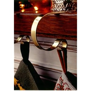Set of 4 Brass Mantle Clip Christmas Stocking Holders