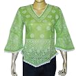 Gifts for Mothers Day Cotton Green Top Chikan Embroidered Size M
