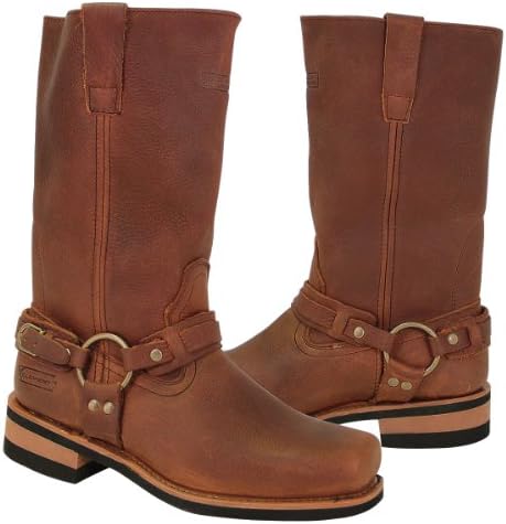 Xelement Mens Dark Brown Crushed Super Harness Boots - 12