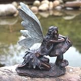 Napco 16-1/2-Inch Tall Bronze Fairy on Mushroom