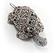 Antique Silver Vintage Turtle Crystal Brooch