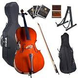 Cecilio CCO-100+HC Size 3/4 Student Cello Outfit + Hard & Soft Case, Bow, Rosin, Strings & Stand