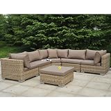 Modena Modular - Garden Sofa Set - Coffee Table + 5 Seats - Rattan, Natural