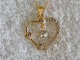 Gold Necklace- Gold Heart with Diamond Edge Design