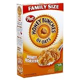 Post Honey Bunches of Oats, Family Size, 19-Ounce Boxes (Pack of 4)