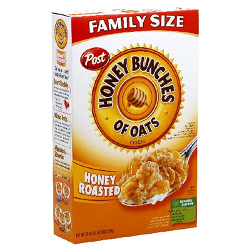 Post Honey Bunches of Oats, Family Size, 19-Ounce Boxes (Pack of 4) by Post
