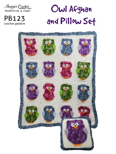 Crochet Pattern Owl Afghan and Pillow Set PB123-R