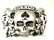 Lucky 13 Zinc Black Cat Piston Belt Buckle Lighter Bottle Opener