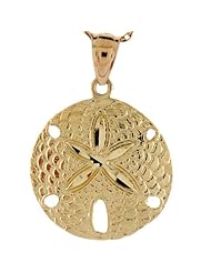 14k Yellow Gold Small Beautiful Beach Sand Dollar Charm Pendant