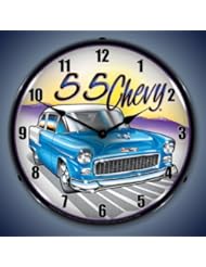 Single Detail Page Misc: 55 Chevy Quality Lighted Wall Clock - Collectible Clock and Sign