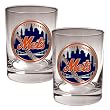 New York Mets 2pc Rocks Glass Set - Primary Logo MLB Baseball