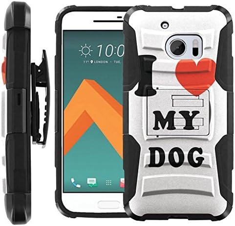 [I LOVE DOG] HTC 10 Case [COMBAT] Rugged Holster Combo Case Layer Hybrid [Defender Body] Hybrid Armor Kickstand Bumper Cover for [HTC 10 Case]
