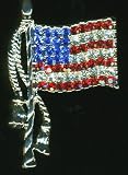 Red, White, and Blue Swarovski Crystal American Flag Jewelry Pin--Excellent customer service--see our feedback
