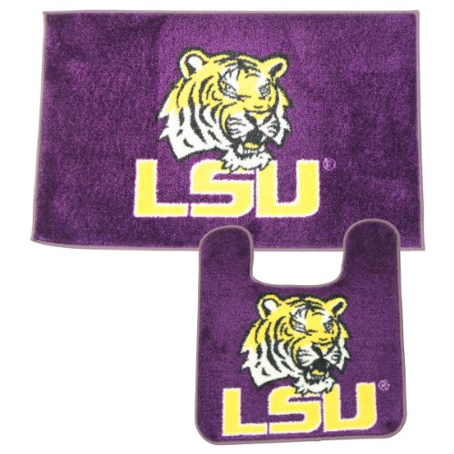 LSU Tigers Bath Mat Set (Shower Rug, Toilet Bowl Rug)