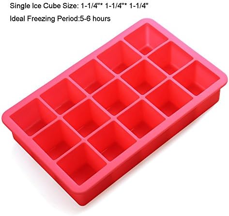 Large Ice Cube Trays By Icicle, 100% Food Grade Silicone Frozen Candy Molds, 1.7 Inch Large Cubes Keep Cool for Hours (Pink)