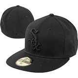 51%2BsIsAtt1L. SL160  Chicago White Sox Hat Basic Black on Black 59FIFTY New Era Fitted Cap 7 3/8
