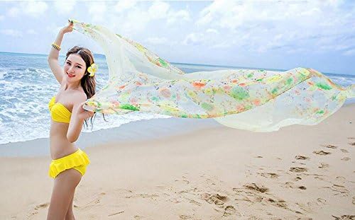 Beach Site Bikini Sarong Swim Wrap, Womens Hawaiian Swimsuit Cover-Up Sarong, Summer Followe Style (Yellow)
