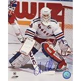 NHL John Vanbiesbrouck Rangers White Jersey Autographed 8-by-10-Inch Photograph