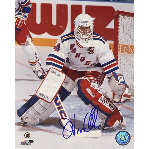 Steiner Sports NHL John Vanbiesbrouck Rangers White Jersey Autographed 8-by-10-Inch Photograph