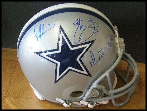 Dallas Cowboys Smith Aikman & Irvin Autographed/Hand Signed Pro Helmet