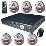 CCTV Surveillance Video System 8 Channel H.264 DVR with 6x Sony Color CCD Armour Dome IR Day/Night Indoor/Outdoor Security Cameras 6 60ft Siamese Cables and Power Adapter Unit included! Internet Access and Smartphone & 3G Mobile Phone Live View!Plug-n-Play Complate Package!