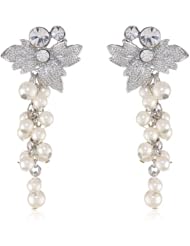 Nina Pearl, Crystal and Flower Drop Earrings