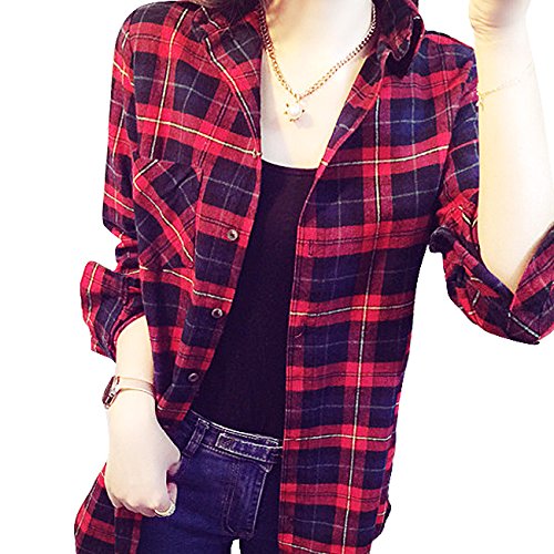 （コズーン）KO ZOON A19 チェック シャツ 長袖 前開き ボタン ボーイフレンドシャツ