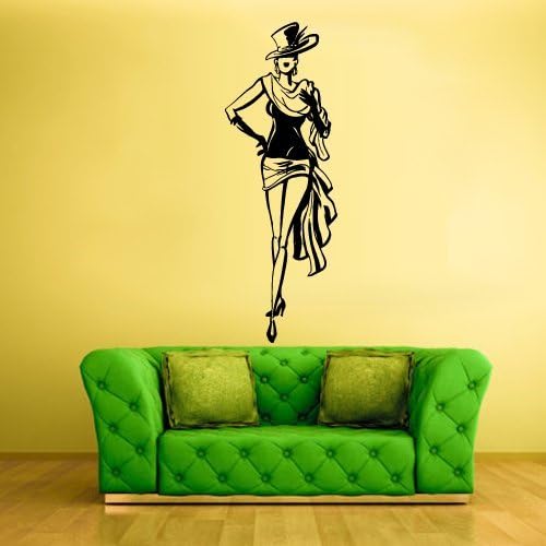Wall Decal Vinyl Sticker Decals Fashion Modern Model Girl Hat Dress z1420