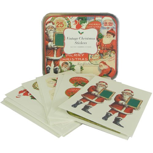 Cavallini Vintage Christmas Sticker Assortment in Keepsake Tin