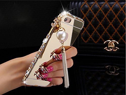 iphone 6 Case, doopoo (TM) Beauty luxury Diamond Hybrid Glitter Sparkle bling Aluminum Mirror Back Cover for Apple iphone 6/6s[Girl case] (Bling gold)