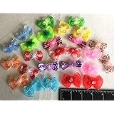 30 Dog Hair Bows 2 inch size - 3D with Shiffon Flower & Beads - Excellent for Girl Doggies!!!-handmade for Grooming