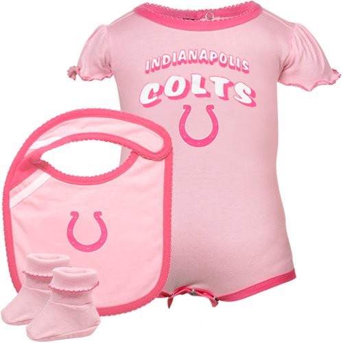 Reebok Indianapolis Colts Infant Creeper, Bib and Bootie Set - Pink Infant 12 Months