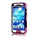 Galaxy S4 Case, Tradekmk(TM) Latest Fashion Hot Sale Hybrid Hard Soft Combo Three-in-one Durable Bumper Armor Back Case Cover Protector Compatible with Samsung Galaxy S4 i9500[+Stylus+Screen Protector+Cleaning Cloth]-(Black+Rose Red)