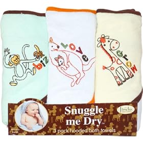 Frenchie Mini Couture Wild Animal Hooded Bath Towel Set, 3 Pack, Neutral