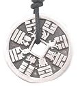 Chinese Money Symbols Silver Tone Pewter Pendant Necklace
