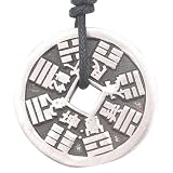 Chinese Money Symbols Silver Tone Pewter Pendant Necklace