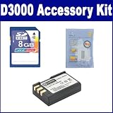 Nikon D3000 Digital Camera Accessory Kit includes: ZELCKSG Care & Cleaning, SDENEL9 Battery, KSD48GB Memory Card