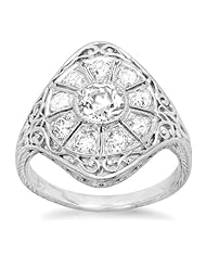 Platinum Diamond Halo Edwardian Filigree Ring (0.90 cttw)