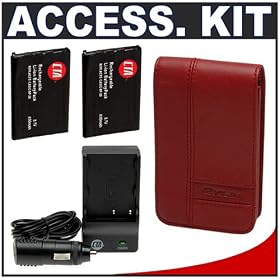 Click here to buy Casio Exilim EX-CASE-80 Leather Case (Red) + (2) Spare NP-20 Battery Packs + Mini Battery... by Casio.