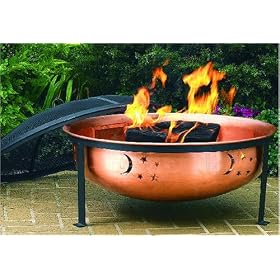 CobraCo FB6300 100% Copper Moon and Stars Fire Bowl with Screen and Cover by 