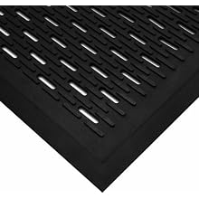 Wearwell Natural Rubber 224 UpFront Scraper Grease Resistant Mat, Slotted, for Outdoor Entrances, 3' Width x 5' Length x 5/16" Thickness, Black