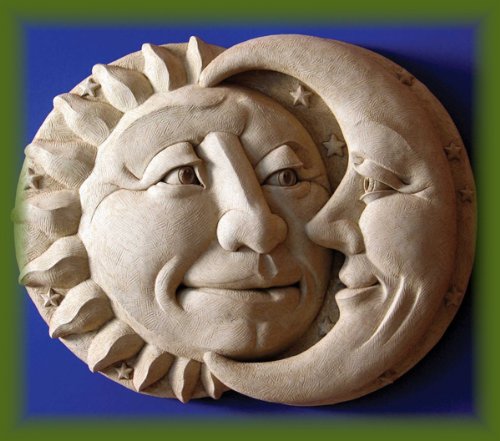 CELESTIAL Sun and Moon PLAQUE Outdoor GARDEN Indoor WALL Sculpture 13